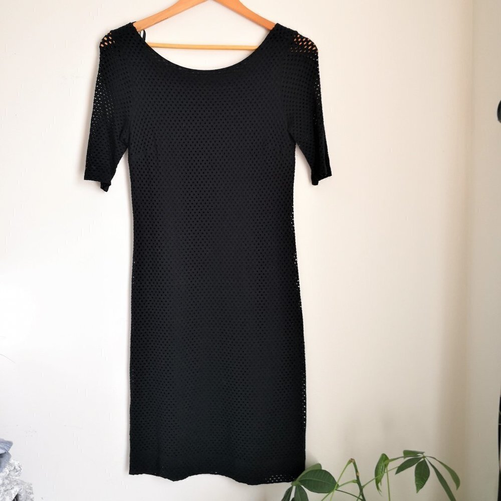 NWOT Banana Republic Black Open Back Net Dress Size 2
